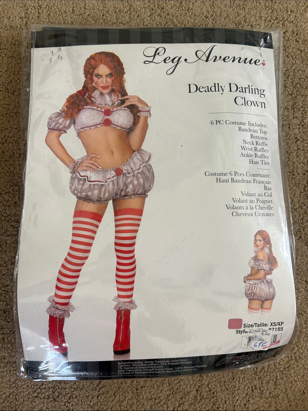 Leg Avenue Red & White Striped Deadly Darling Clown Costume